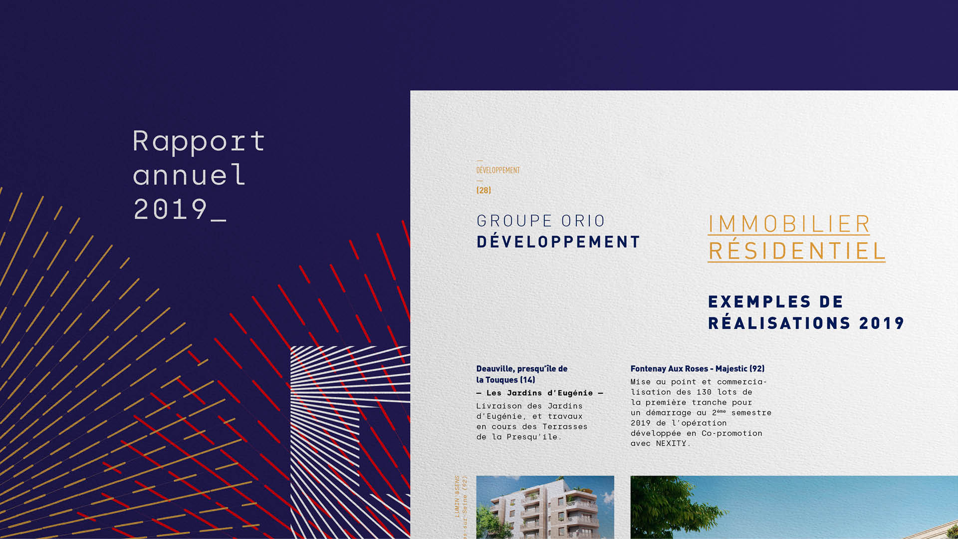 Création graphique du rapport annuel du Groupe Orio immobilier