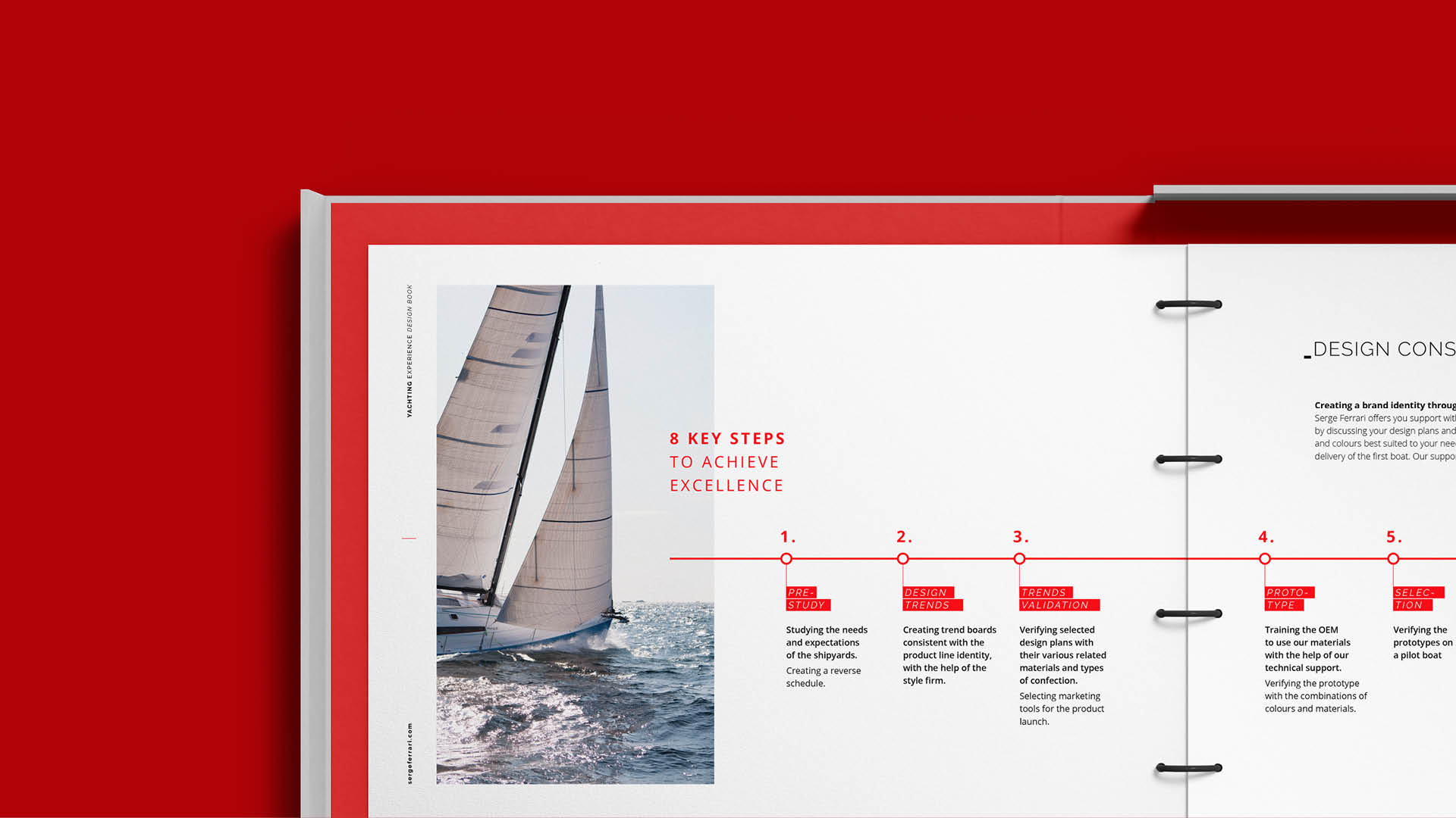 Design graphique du Yachting design book pour Serge Ferrari